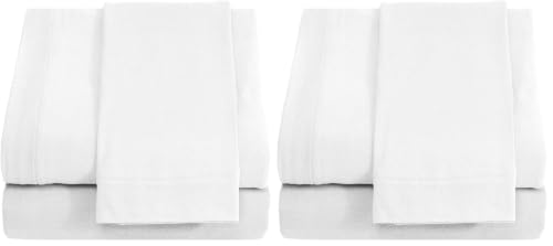 Image of DESTINY CRESCENT BEDDING Hospital Twin Extra Long 100% Cotton Jersey Sheet Set - Soft and Comfy Twin XL White (Pack of 2)