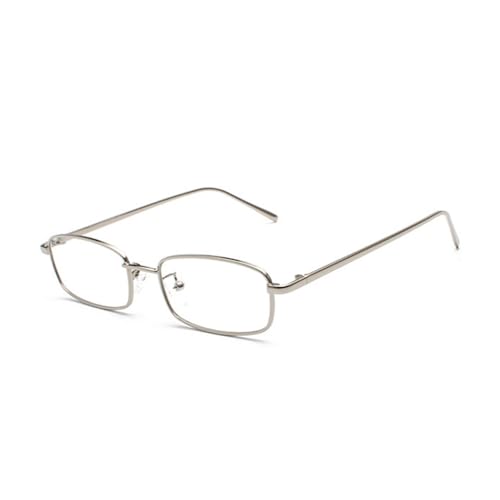 qinqilanqi-S Retro Schlanke Rechteckige Metall Sonnenbrille,Blaufilter