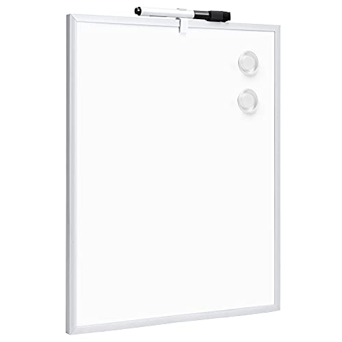Amazon Basics Small Dry Erase Whiteboard, Magnetic Bulletin Board, with Marker and Magnets, 11"W x 14"H, Aluminum Frame