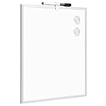 Amazon Basics Magnetic Dry Wipe Whiteboard, Dry Erase, Aluminum Frame, Magnetic Bulletin Board, Adhesive Wall Mount, for Home, Office, School, 28 x 36 cm