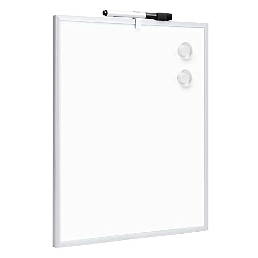 Amazon Basics Tableau magnétique effaçable à sec, cadre en aluminium, 28 cm x 35.6 cm, Blanc