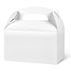 DjinnGlory 36 Pack White Party Favor Treat Boxes with Handle, DIY Paper Boxes for Baby Shower, Birthday, All Occasion, Small Gable Boxes for Small Business 6.18 x 3.58 x 3.38 Inches