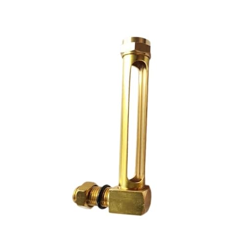 Indicateur de niveau d'huile en laiton, jauge de verre de vue en forme de L de durabilité à filetage mâle avec double fenêtre 1 pièce(1/2inchx80mm)