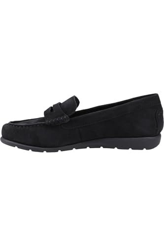 Hush Puppies Female Shelby Suede Loafer, Black, 8
