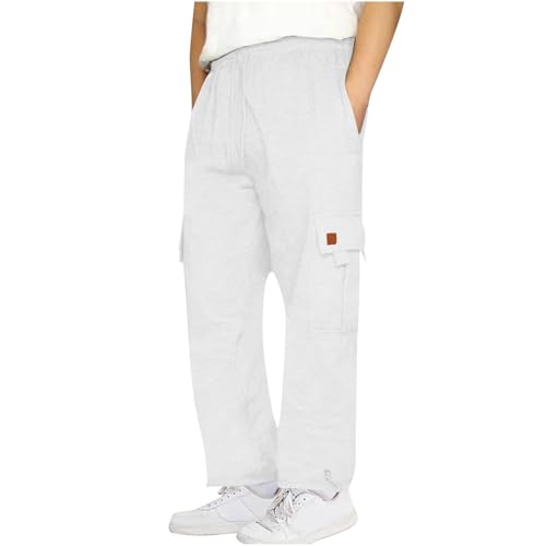 Men's Cargo Sweatpants Joggers Casual Fleece Baggy Open Bottom Pants with Pockets Hiking Athletic Workout Trousers2