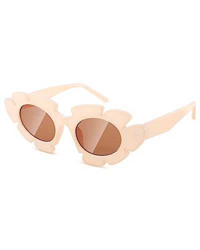 Pro Acme Trendy Flower Sunglasses Cat Eye for Women Men Retro Fun Chunky Y2K Glasses Shades UV400
