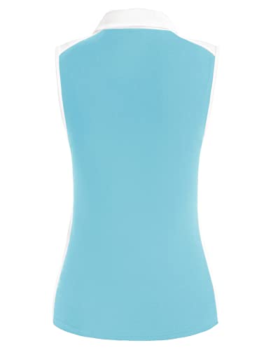 Jack Smith Womens Golf Apparel Slim Fitted Sleeveless Tennis Shirt Quick Dry 1/4 Zipper Athletic Workout Tank Tops(Light Blue,M) #TOP2
