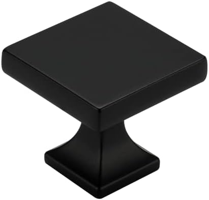 homdiy 10 Pack Black Square Cabinet Knobs Matte Black Kitchen Knobs Zinc Alloy Drawer Knobs Metal Cabinet Hardware for Drawer Desk Stairs Bathroom