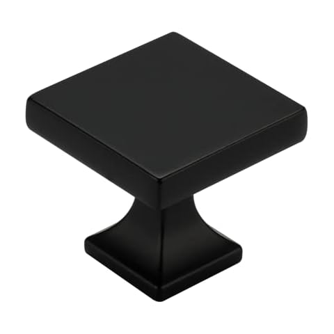 homdiy 25 Pack Black Square Cabinet Knobs Matte Black Kitchen Knobs Zinc Alloy Drawer Knobs Metal Cabinet Hardware for Drawer Desk Stairs Bathroom Cover