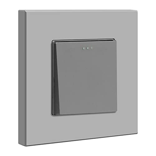 BSEED Interruptor de Pared, Interruptor de luz palanca con Panel de Plastico, 1 Gang 1 Via, Gris
