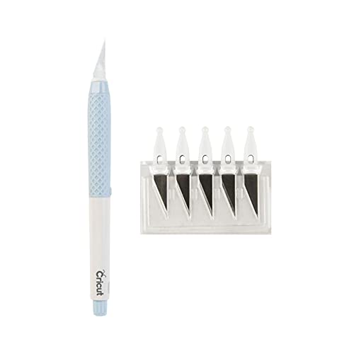 Cricut 2004843 TrueControl Knife Kit - For Use As a Precision Knife, Craft knife, Carving Knife and Hobby Knife - For Art, Scrapbooking, Stencils, and DIY Projects - Comes With 5 Spare Blades - [Blue]