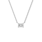 GILDED 0.5 CTTW Lab-Grown Diamond Solitaire Pendant| Emerald Cut Sterling Silver, 18' Chain, Tarnish-Resistant, Ethical Jewelry, Gift-Ready for Women