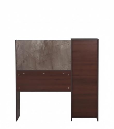 Image of Lakdi The Furniture Modern Home & Office Computer Desk with Integrated Storage Hutch - Executive Workstation, Locking Cabinet, Printer Shelf & Marble-Textured, Espresso & Grey Stone Finish - 121534338