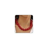 Gargantilla grande con cuentas rojas para mujer, vintage, perlas negras, collar de cuentas, collares gruesos y ajustables, joyería de perlas grandes, accesorios de moda, L, Zinc, No es una piedra