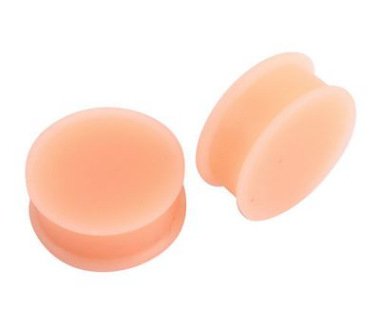Pair of Peach/Flesh Skin Tone Silicone Double Flared Plugs Hiding Hide Hider Retainer Ear Gauges Body Piercing Jewelry2