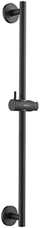 27 Inch Shower Slide Bar Bathroom With 360°Adjustable Handheld Shower Holder Wall Mount Shower Rod Steel+Zinc Alloy Polished Matte Black Slide Bar