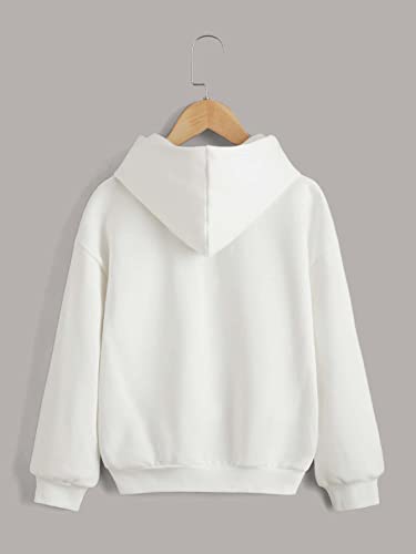 Makemechic Girl's Cute Cartoon Bear Print Fleece Lined Pullover Hoodie Hooded Sweatshirt White 9Y #TOP1