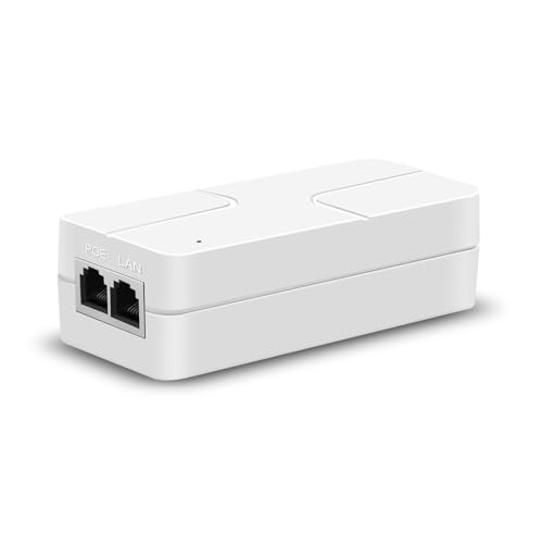 Inyector PoE hasta 30 W, Adaptador PoE de 2,5 Gigabit para Cámaras IP y Teléfonos IP, Distancia de Red hasta 100 m, Fuente de Alimentación PoE con Certificación UL, Blanco miniatura 1