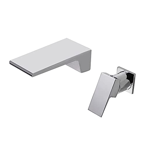 Grifo de lavabo mural con diseño cascada y control de una manija 2