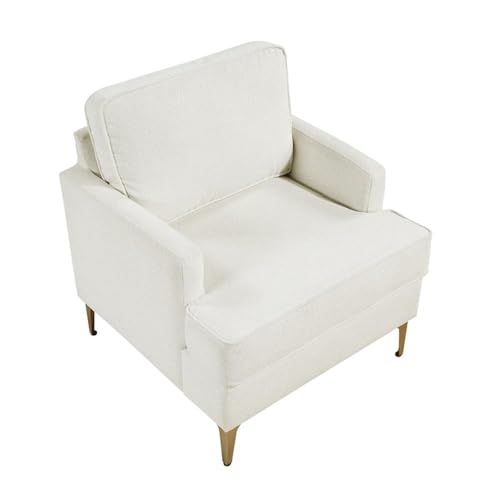 Sillón Chenille Beige con Patas Doradas miniatura 3