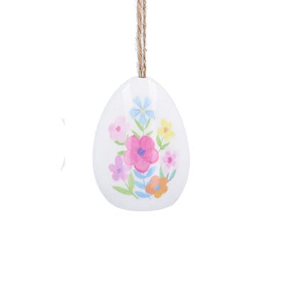 Gisela Graham Pastel Flowers Ceramic Egg Easter Decoration