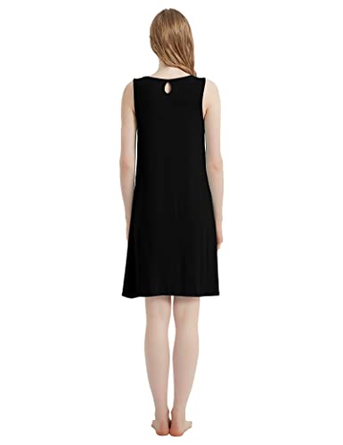 Image of GYS Cooling Bamboo Viscose Nightgowns for Women, Lightweight Sleeveless V Neck Sleep Shirt for Hot Sleepers, Soft Night dress