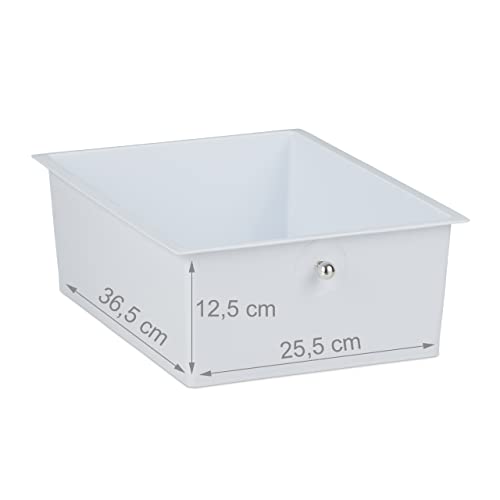 Relaxdays Badrollwagen, 4 Schubladen, Metall & Kunststoff, Rollcontainer Bad, Kosmetik, HBT: 74 x 33 x 39 cm, weiß