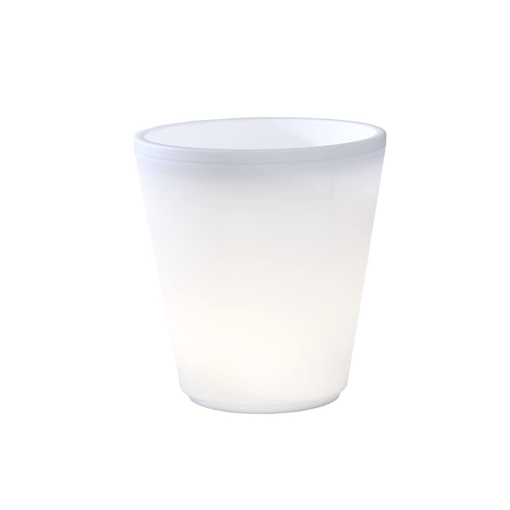 Grand pot de fleurs d extérieur 15 LED Konstsmide Assisi bac à plante blanc IP44