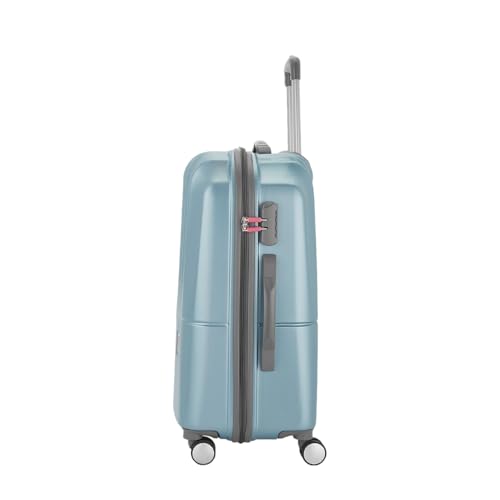 Image of Genie Polycarbonate Palm 66cm Trolley Bag,Hard Side 8 Wheel Double Spinner Check-in Luggage- Pearl Blue, Travel Bag for Women, Medium
