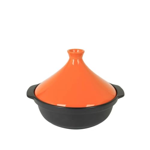 Kisigim 日本のタジン鍋家庭用キャセロールセラミック鍋家庭用スープ蒸し器キッチン用品タジン鍋 蒸し器・せいろ (オレンジ色,s)