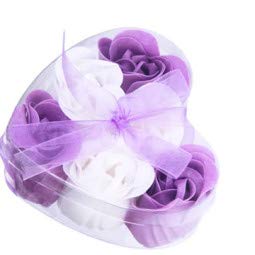 Set mit 40 Schachteln in Herzform mit 6 Seidenblumen, verziert mit Schleife – Seifen, billige Seifen, Herzen, Rosenblätter, für Hochzeit, Kommunion, Geburtstag, Valentinstag, Geschenke