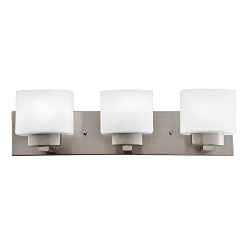 Design House Dove Creek Vanity Light, Dimmable, Frosted Glass, 3 Lights, Bathroom, Satin Nickel...
