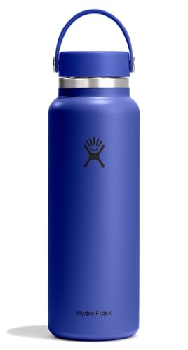 Image of Hydro Flask Water Bottle - Insulated Stainless Steel - Wide Mouth Flex Lid, Non Spill, Leakproof and Refillable in 40 Oz Capri Blue
