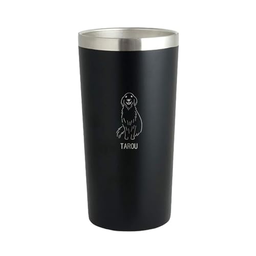 名入れ タンブラー MIP ステンレス 断熱タンブラー 450ml 犬デザイン (ブラック)