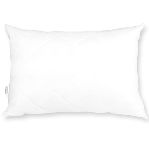 ComfortAce Classic Quilted Feather Pillow, Luxurious 3-Layer Design with 233T 100% Cotton Down-Proof Fabric Surface, 48cm x 74cm