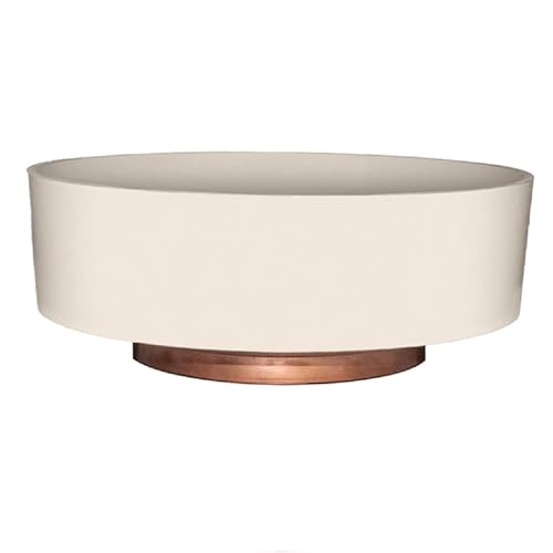 The HC Companies 6 Inch Round Plastic Succulent Capri Bowl 6x6x2.25 in Vanilla Bisque with Copper Bottom Color