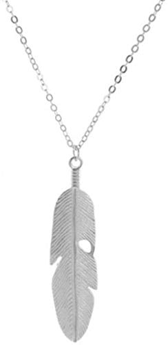 Preisvergleich Produktbild Halskette Einfache Klassische Anhänger Halskette Feder Halskette Lange Pullover Kette Aussage Schmuck Blatt Choker Halskette Für Frauen-Silber