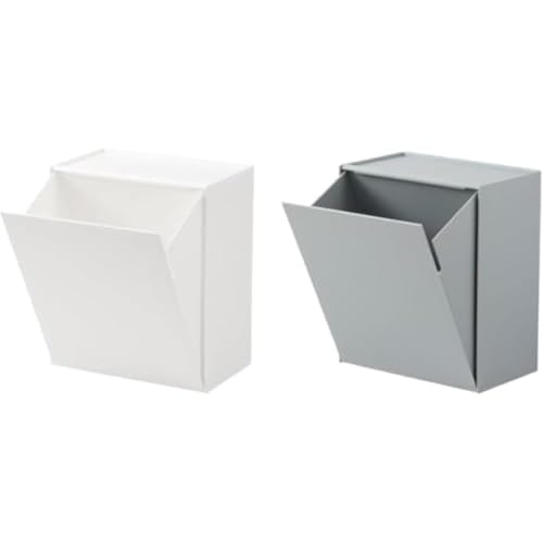 Vlfn 壁掛けゴミ箱 ウォールボックス 浮遊感収納 簡単着脱設計 折り畳み可能 コンパクト 省スペース 大容量 防水加工 防臭機能 キッチン トイレ 浴室 洗面所 対応 おしゃれ (ホワイト +グレー)