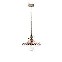 Produktbild von LFsem Vintage Industrielle Pendelleuchte Bunte Glas Lampenschirm Decken Leuchte E27 Loft Hängelampe Suspension Beleuchtung Für Restaurants Bar ( Bernstein