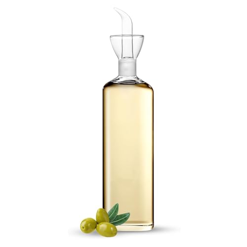 Olive Oil Dispenser Bottle Borosilicate Glass - Non Drip Oil Dispenser for Kitchen, Leak Proof Vinegar Drizzler Cruet, Easy Clean, 17 Ounces, Modern