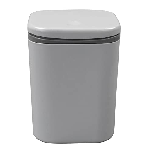 Bote de basura pequeño plástico 0.5 gal gris con tapa miniatura 7