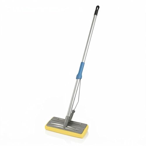 Sponge Mop with Self-Wringing Handle | High Absorbency Cleaning Mop | Quick Dry Floor Mop for Kitchen Bathroom Home | Squeeze Mop for Tile Marble Hardwood Multi-Surface Use