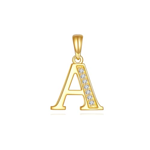 KECHO 14K Solid Gold Diamond Initial Pendant Necklace Real Yellow Gold Alphabet Charm Jewelry Dainty Letter Gift for Women