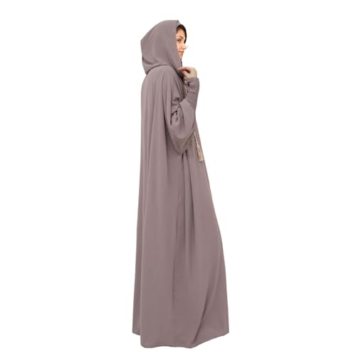 Abaya Muslim Dress Women Prayer Dress Long Sleeve Hooded Loose Maxi Dress Arabian Dubai Islamic Clothing2