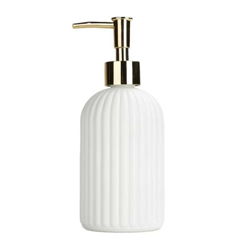 Fummki Soap Dispenser 14Oz White Glass Hand Soap Dispenser for Kitchen Countertop