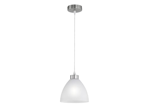 Homy - Lámpara de Techo colgante TRIO en níquel mate, vidrio opal blanco, color blanco