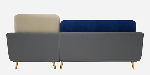 Image of Sixpine Luxury Dual Color Upholstery Lounger LHS Sofa in Premium Velvet | Solid Wood Structure | Sturdy Golden Legs | High Density Foam | Extra Comfort for Modern Living Room (Blue & Beige, 4 Seater)