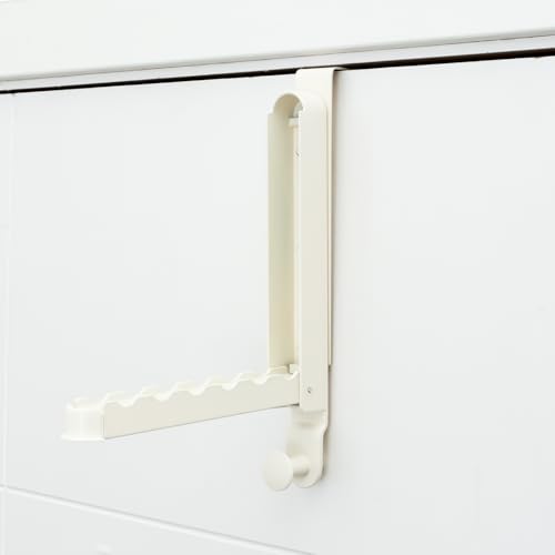 Over The Door Hooks, Retractable Over Door Hook Collapsible Over Door Clothes Laundry Drying Rack Space Saving Over The Door Organizer for Clothes Towel Coats Bathroom(white)