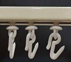 Image of Smart Shophar Plastic Curtain Round Runner with 1-inch Hook White Pack of 6 / Effortless Sliding /Secure Attachment
