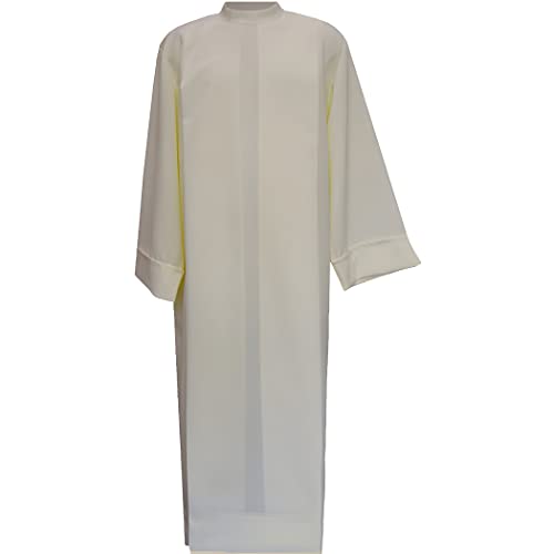Alba beige lisa en polyester 145 cm vêtement liturgique